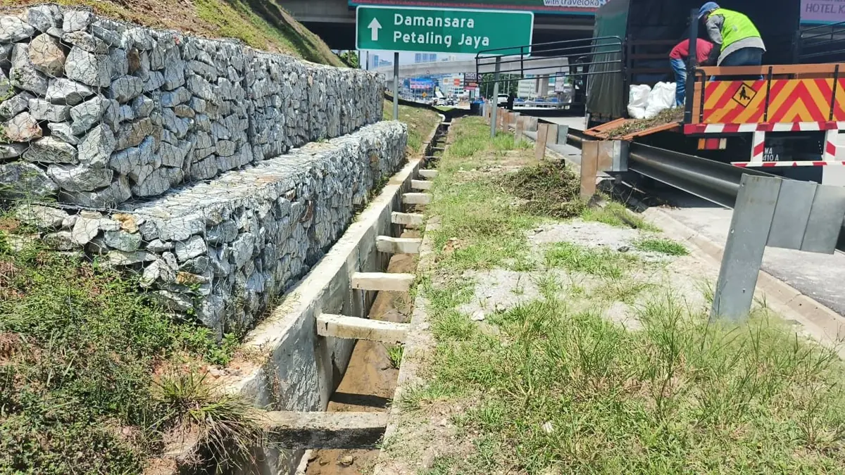 Gabion slope protection wall