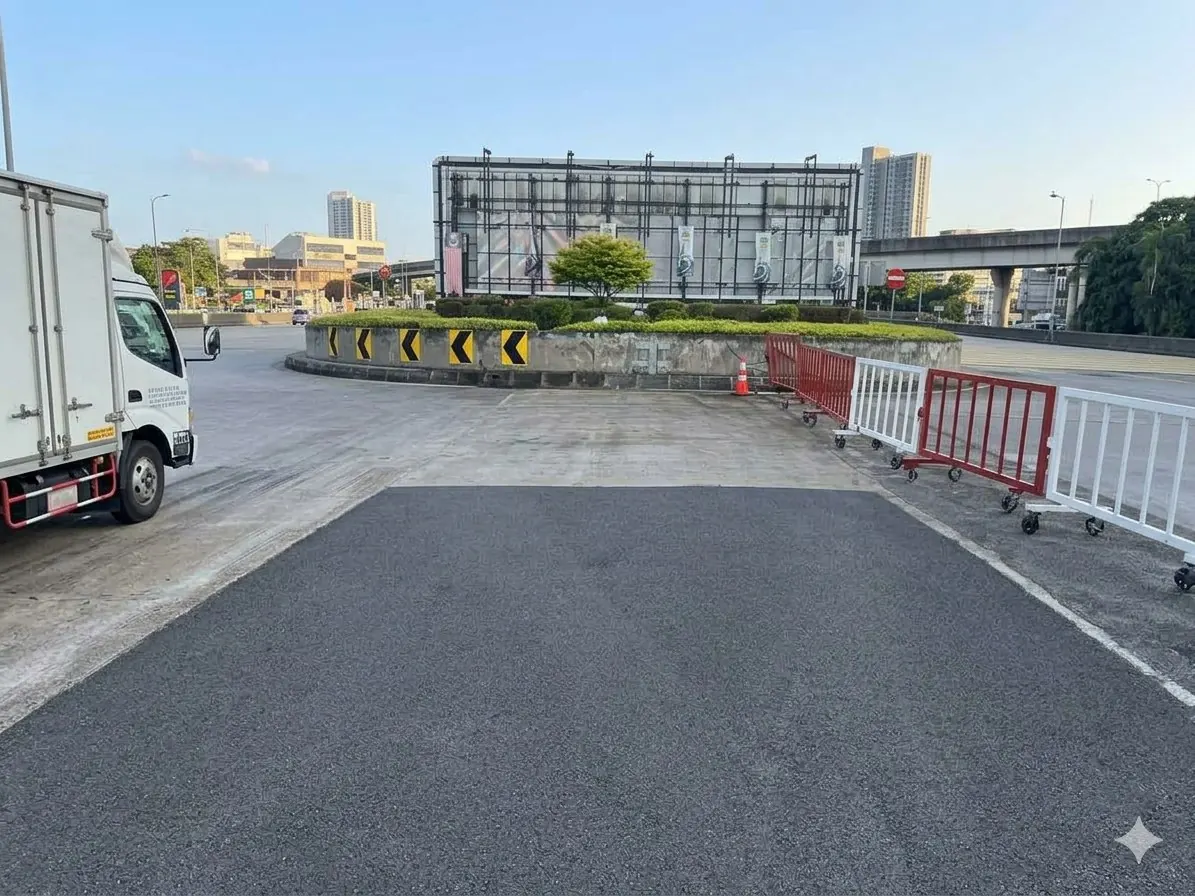High friction surface treatment at a roundabout